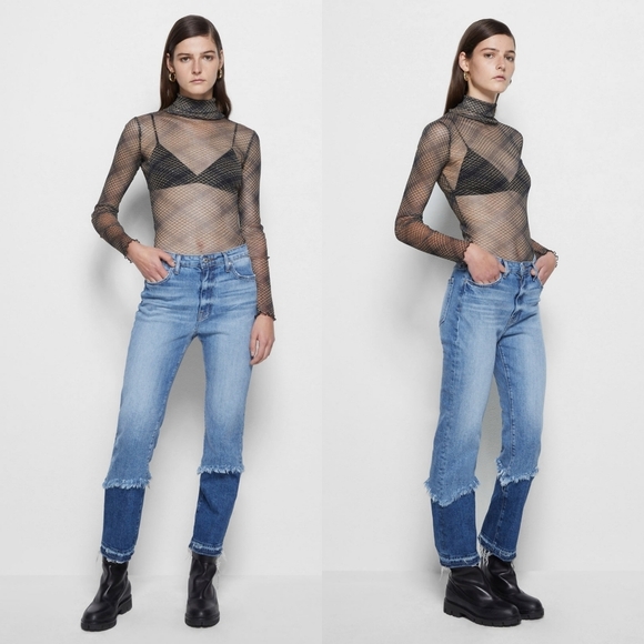 NWT Jonathan Simkhai River High Rise Straight Fray Hem Jeans - Picture 2 of 16